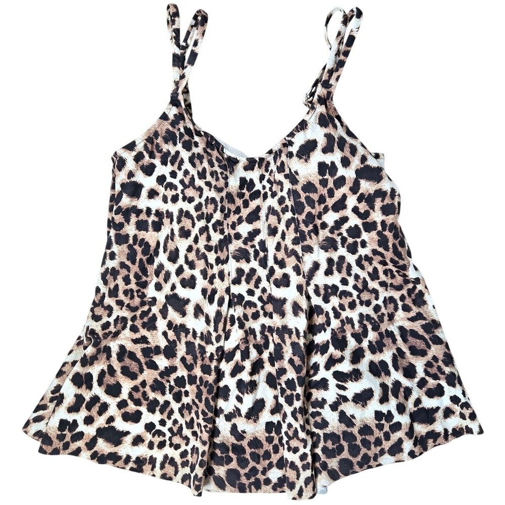 Swim Solutions Women's Printed Pleat-Front Tankini Top‎ 10 NWT